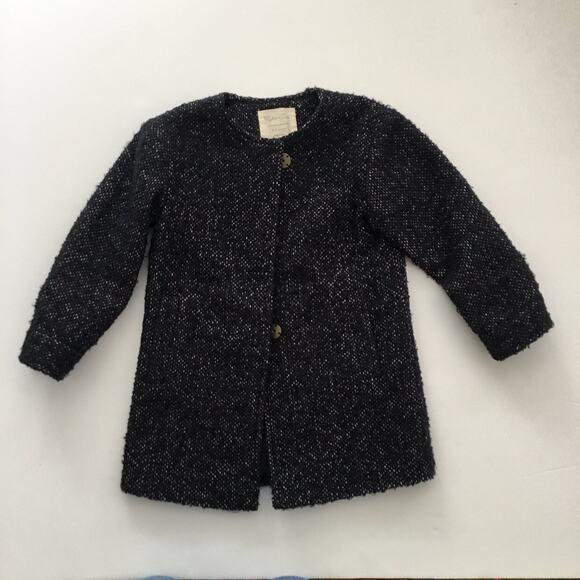 Rylee + Cru Navy No-Collar Wool/Poly Blend Coat - Picture 3 of 7